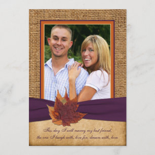 Autumn Leaves, FAUX Burlap PHOTO Wedding Invite