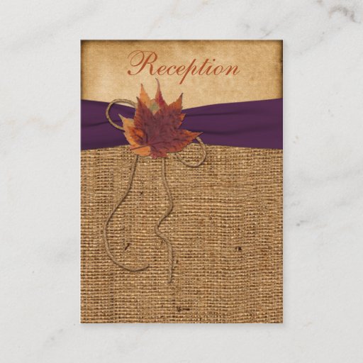 Customizable Autumn Leaves FAUX Burlap Reception Enclosure Card Business Cards