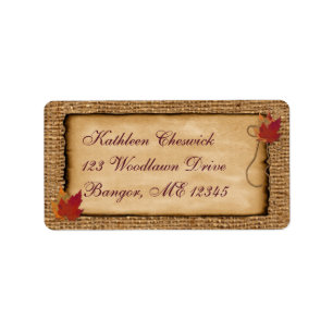 Autumn Leaves, FAUX Burlap Return Address Label 3