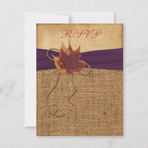 Autumn Leaves, FAUX Burlap RSVP Card