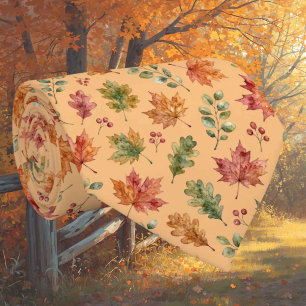 Autumn Leaves Faux Silk Botanical Fall Garden Neck Tie