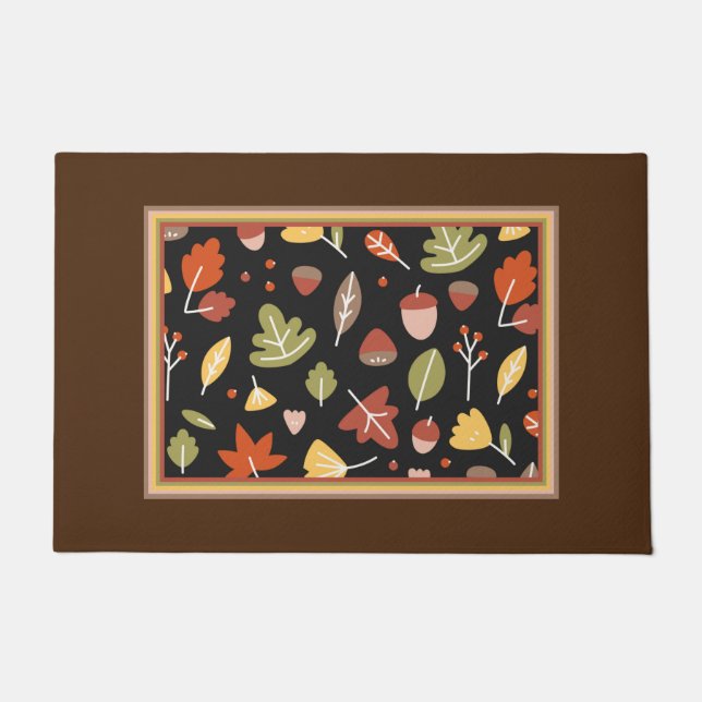 Autumn Leaves Festive Pattern Doormat (Front)
