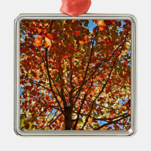Autumn Leaves Fireworks Metal Ornament