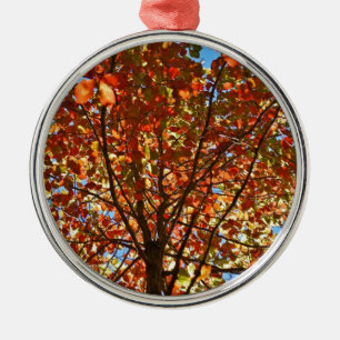 Autumn Leaves Fireworks Metal Ornament