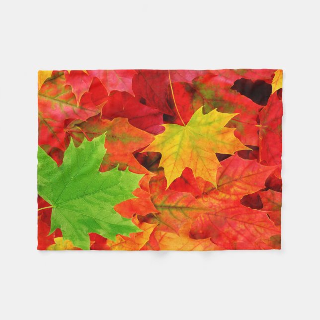 Autumn Leaves Fleece Blanket (Front (Horizontal))