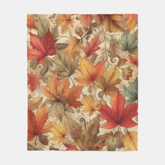 Autumn Leaves  Fleece Blanket (Front)