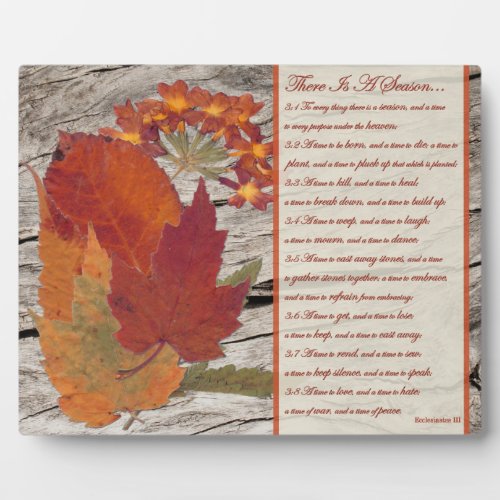 Autumn Leaves Flowers Biblical Verses on Seasons Plaque