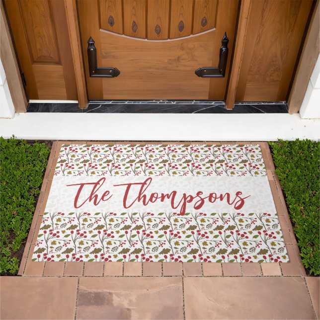 Autumn leaves foliage personalized family doormat (Outdoor)