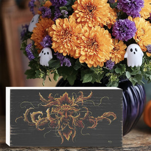 Autumn Leaves Forest Dryad Spirit Green Man  Wooden Box Sign
