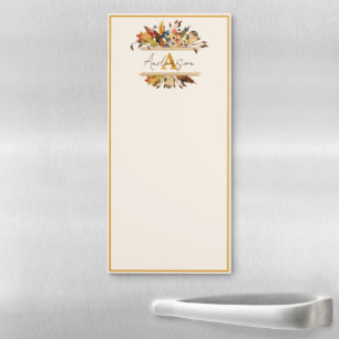 Autumn leaves frame personalized magnetic notepad