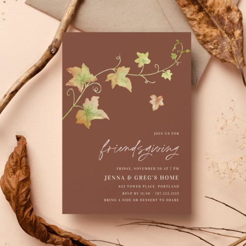 Autumn Leaves Friendsgiving Dinner Invitation