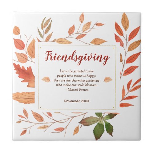 Autumn Leaves Friendsgiving Thanksgiving Ceramic Tile