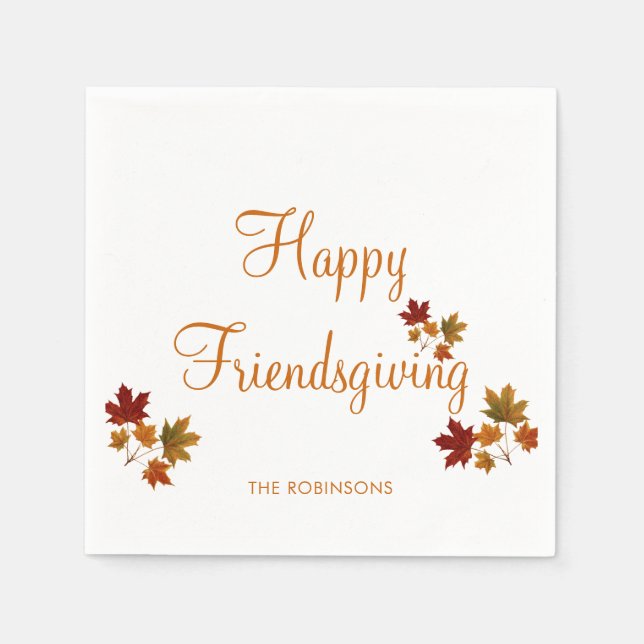 Autumn Leaves Friendsgiving Thanksgiving Dinner Napkins (Front)