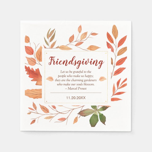 Autumn Leaves Friendsgiving Thanksgiving Dinner Napkins (Front)