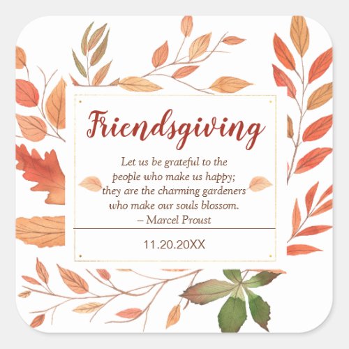 Autumn Leaves Friendsgiving Thanksgiving Dinner Square Sticker