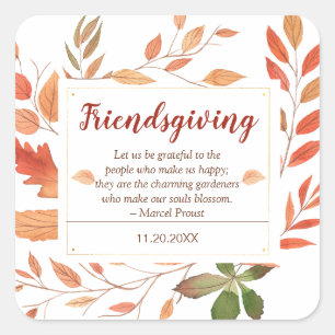 Autumn Leaves Friendsgiving Thanksgiving Dinner Square Sticker