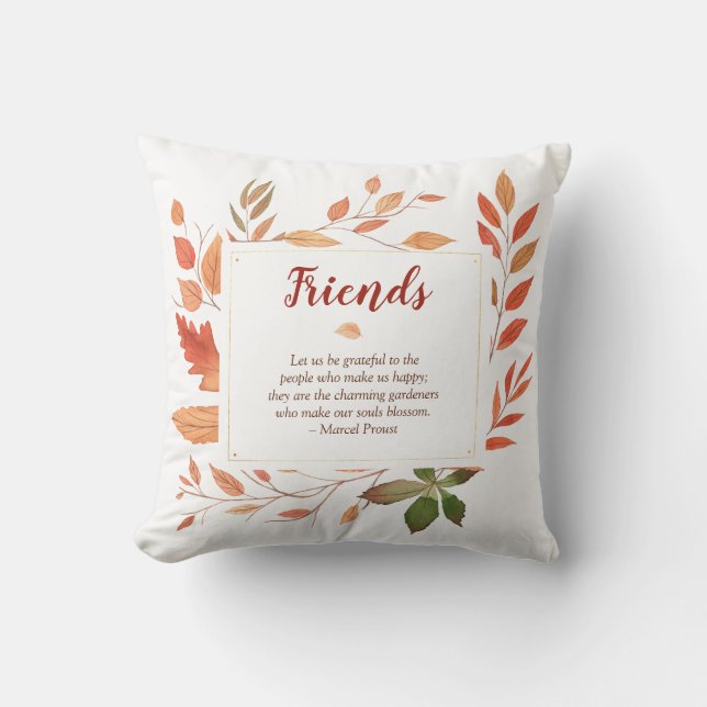 Autumn Leaves Friendship Throw Pillow (Front)