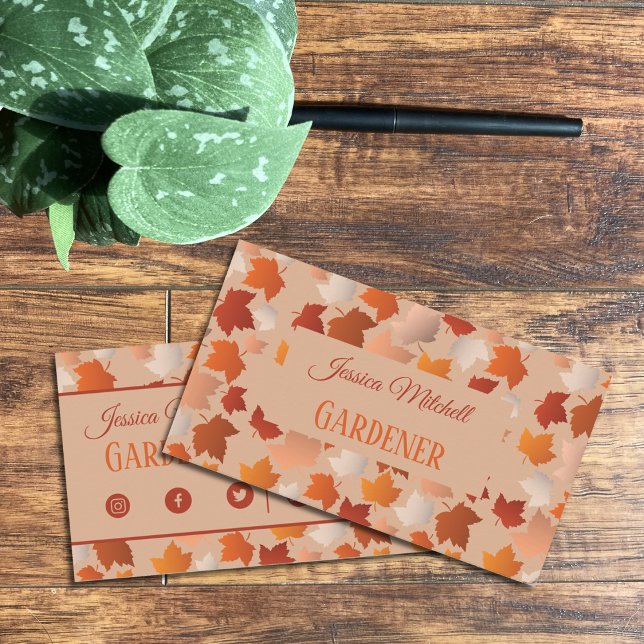 Autumn Leaves Gardener Landscaping Business Cards (Creator Uploaded)