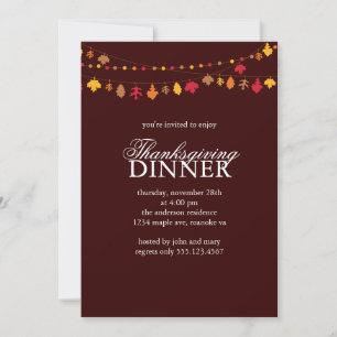 Autumn Leaves Garland Thanksgiving Dinner Invitation