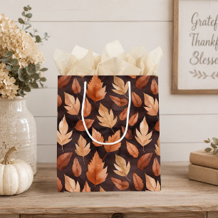 Autumn Leaves Gift Bag in Golden Amber & Brown