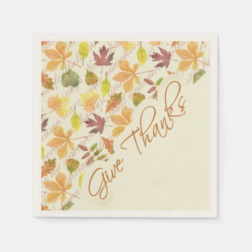 Autumn leaves Give thanks Napkins