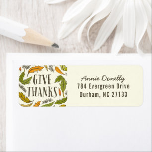 Autumn Leaves Give Thanks Return Address Label