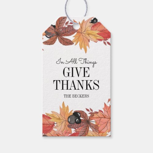 Autumn Leaves Give Thanks Thanksgiving Gift Tag