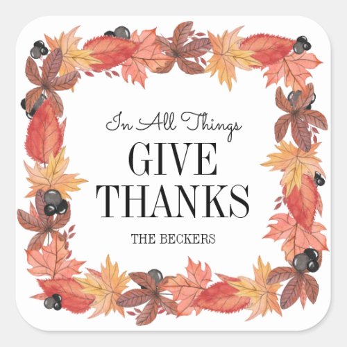 Autumn Leaves Give Thanks Thanksgiving Sticker