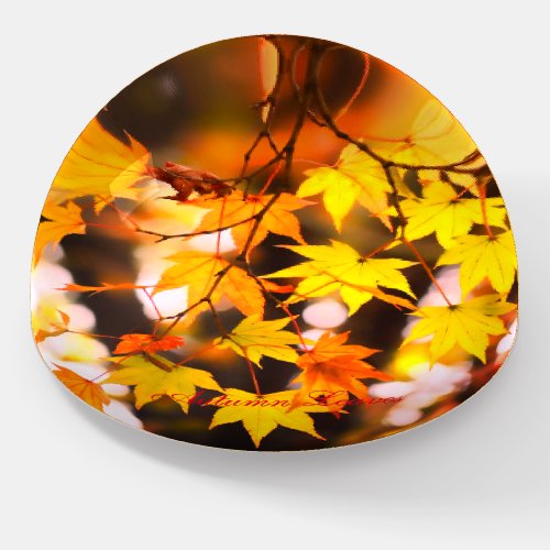 Autumn Leaves Glass Paper Weight Paperweight