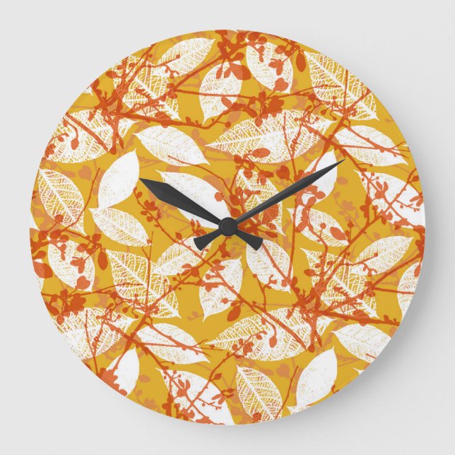 Autumn Leaves: Golden Vintage Repeat Large Clock (Front)