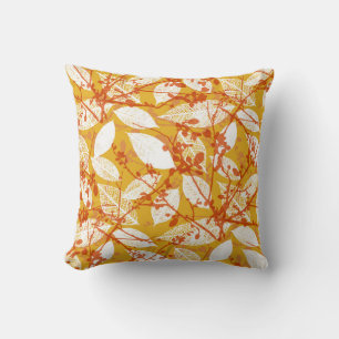 Autumn Leaves: Golden Vintage Repeat Throw Pillow