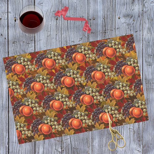 Autumn Leaves Grapes and Apples _ Abundant Harvest Tissue Paper