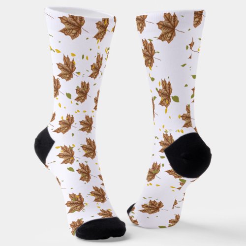 Autumn Leaves Graphic Pattern Crew Socks