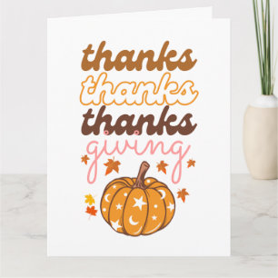 Autumn Leaves Groovy Pumpkin Holiday Thanksgiving Card