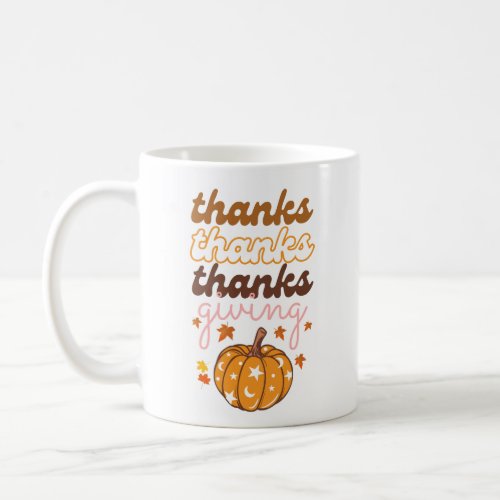 Autumn Leaves Groovy Pumpkin Holiday Thanksgiving Coffee Mug