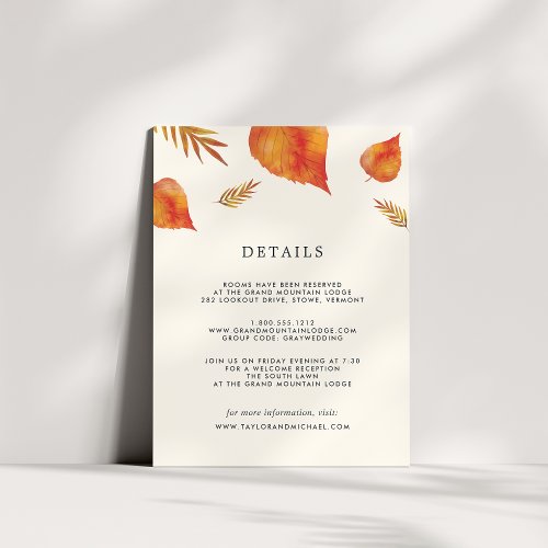 Autumn Leaves Guest Information Card