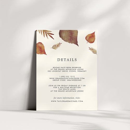 Autumn Leaves Guest Information Card