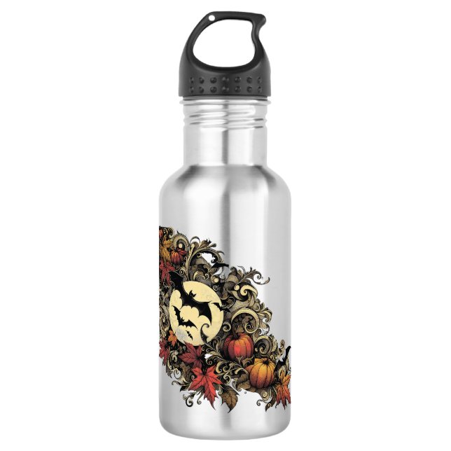 Autumn leaves. Halloween pattern. Stainless Steel Water Bottle (Front)