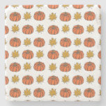 Autumn Leaves: Hand-Drawn Pumpkin Pattern Stone Coaster
