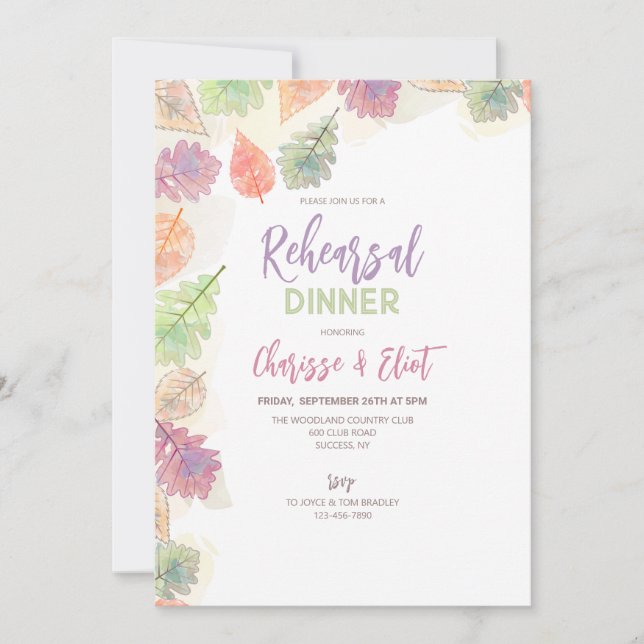 Autumn Leaves Hand Painted Invitation (Front)