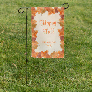 Autumn Leaves 'Happy Fall' Family Name Garden Flag