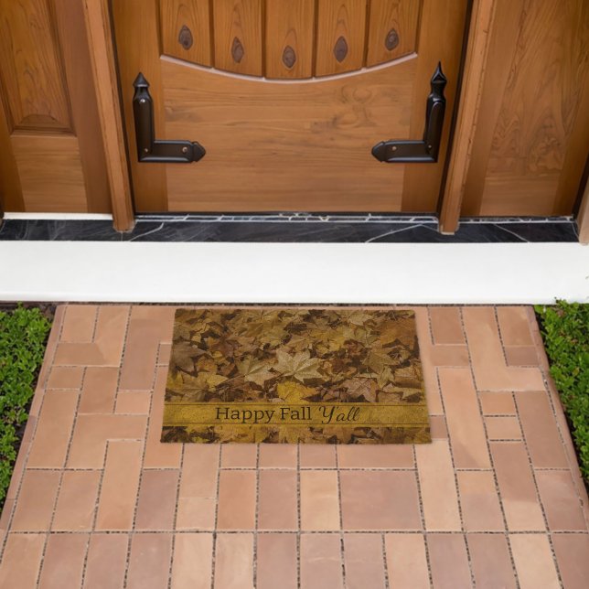 Autumn Leaves Happy Fall Y'all Fiber Doormat (Insitu (Outdoor))