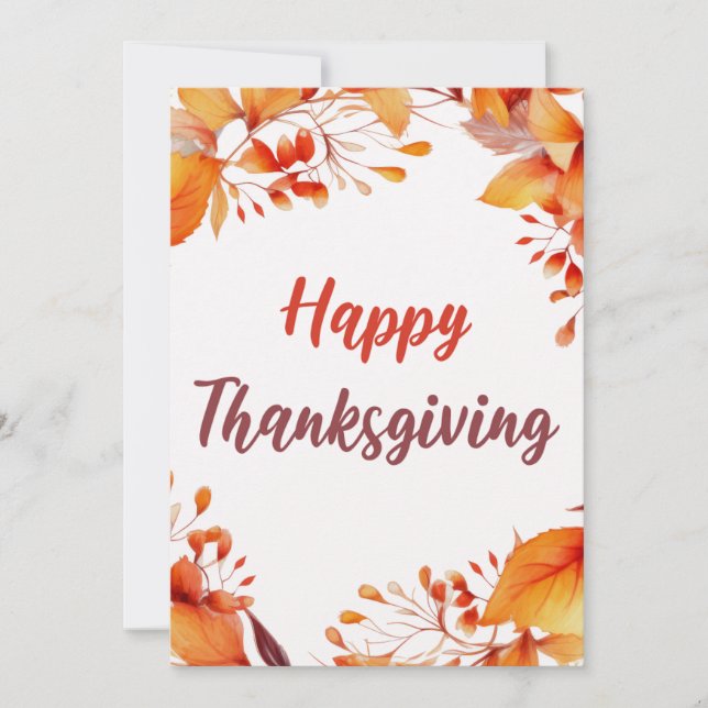 Autumn Leaves Happy Thanksgiving Card (Front)