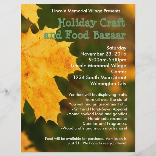 Autumn Leaves Holiday Craft Bazaar Flyer | Zazzle