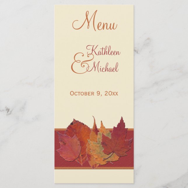 Autumn Leaves II Wedding Menu Card (Front)