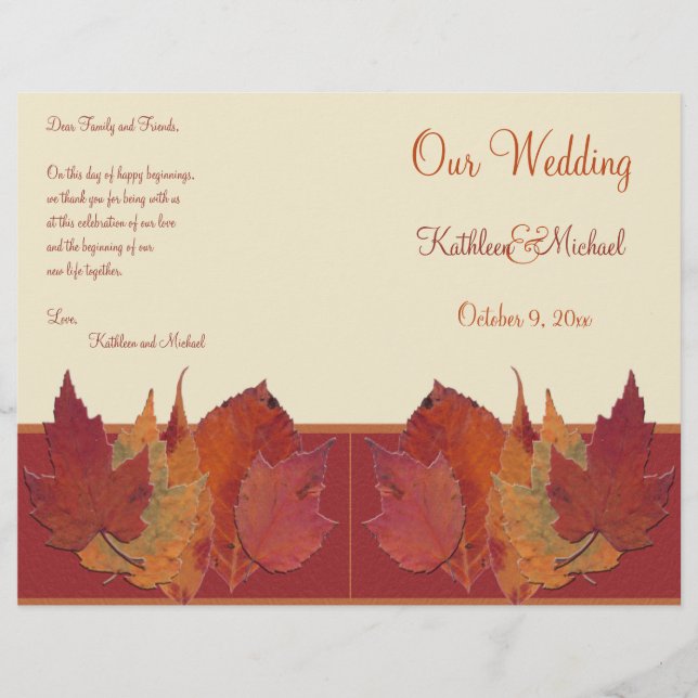 Autumn Leaves II Wedding Program (Front)