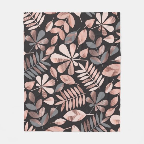 Autumn leaves illustration pattern fleece blanket