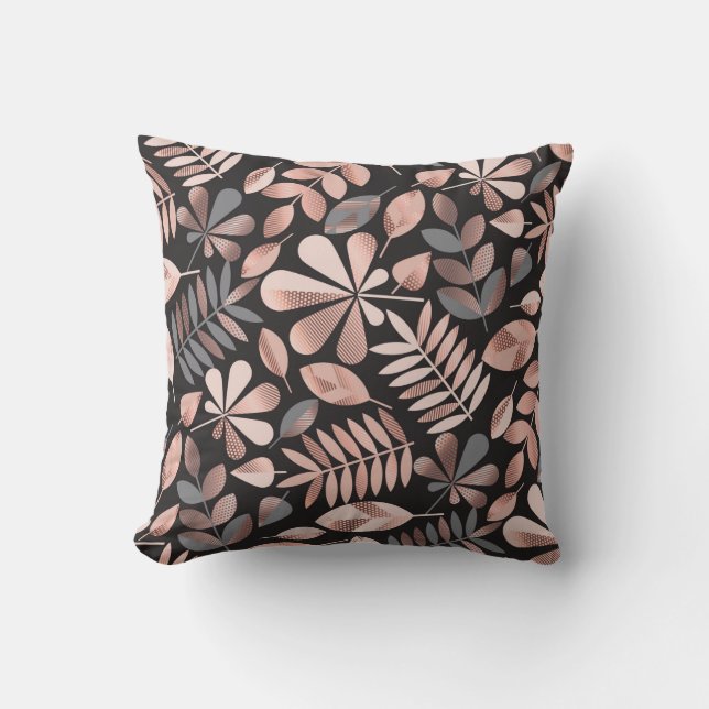 Autumn leaves illustration pattern throw pillow (Front)