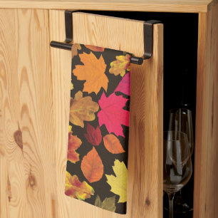 Autumn Leaves In Fall Colors Kitchen Towel