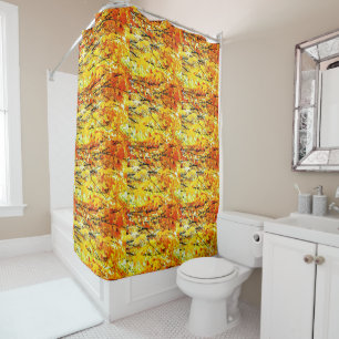 Autumn Leaves in Gold and Orange Shower Crutain Curtain